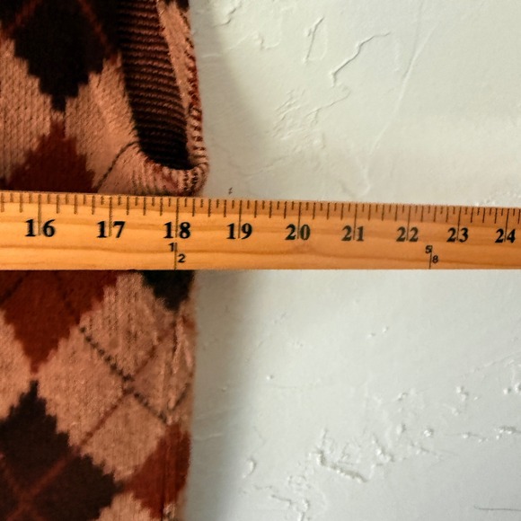 Vintage Alumni Campus Club Argyle Sweater Vest Mens Medium Brown Tan Knit - Picture 7 of 8